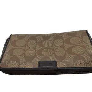 Coach Long Zip Around Wallet Brown Signature C Canvas